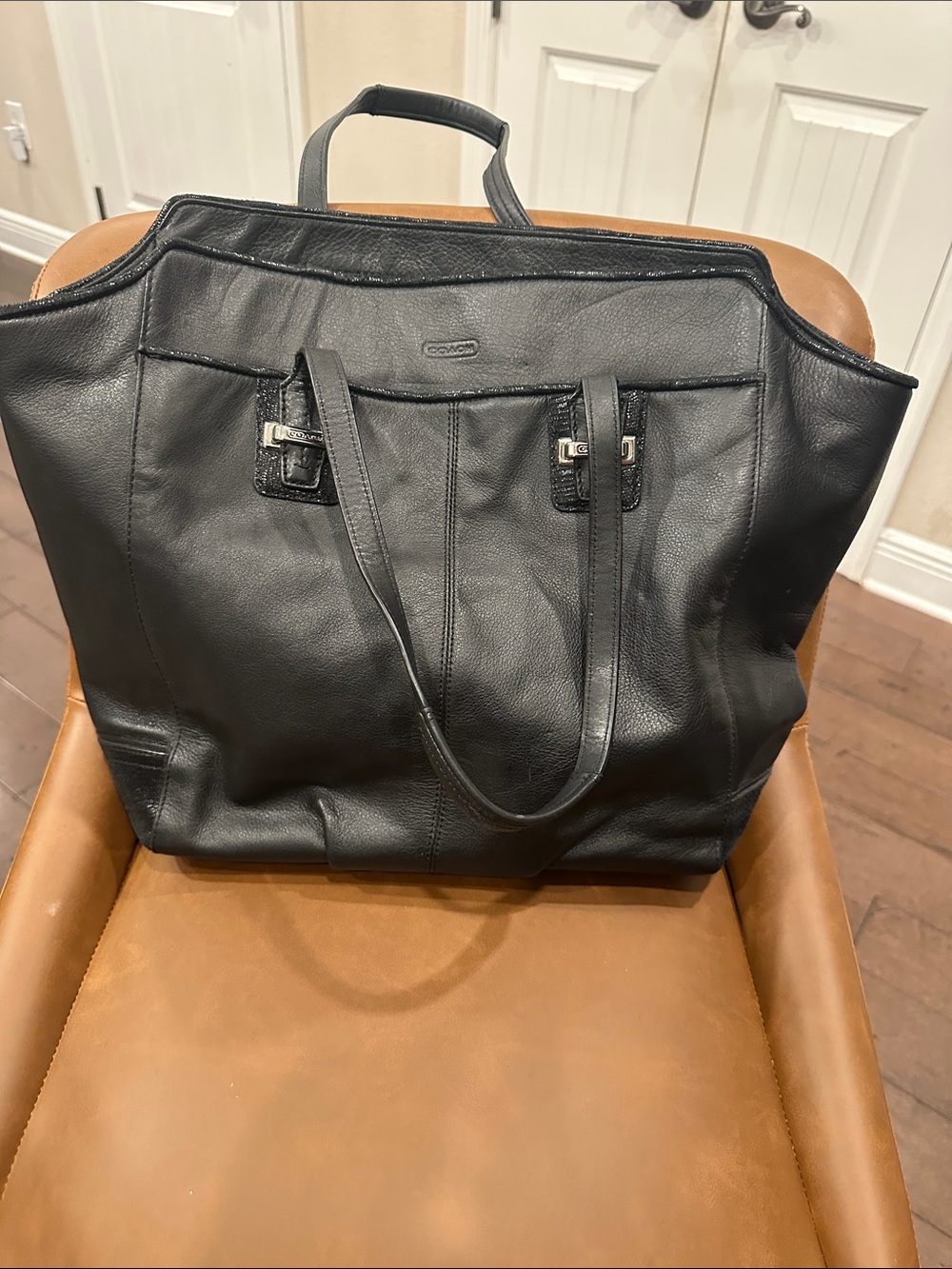 Coach Black Leather Tote Bag